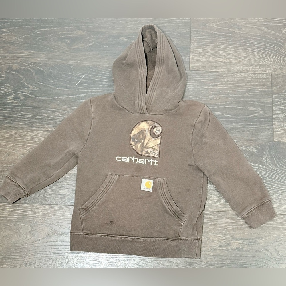 Carhartt Kids Hoodie in Brown with Logo